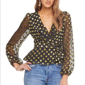 Astr The Label black and gold wrap Tonic top​